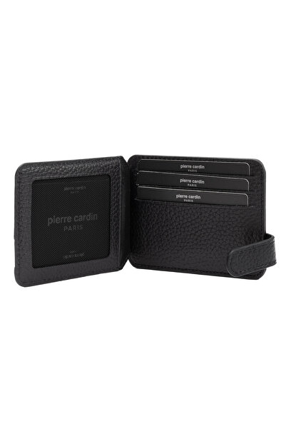 Pierre Cardin Black Floater Unisex Leather Card Holder 0777S3L