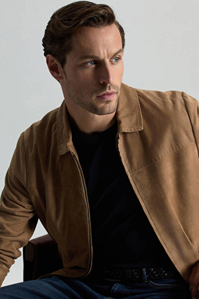 Hemington Doğal Süet Kahverengi Deri Ceket