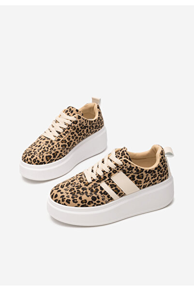 B T Shoes Leopardí dámské tenisky na platformě Lybrada