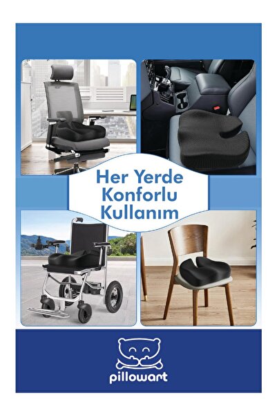 PİLLOWART Oturma Simidi Minderi Yastığı Visco Ortopedik Yastık