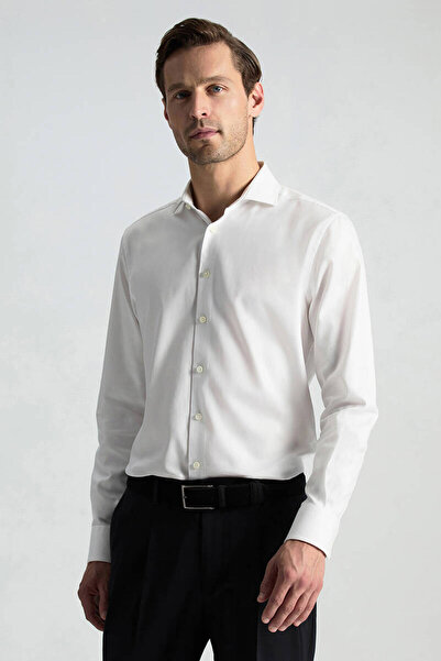 Hemington Saf Pamuk İtalyan Yaka Beyaz Business Gömlek