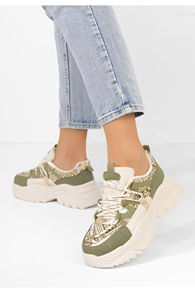 B T Shoes Zelené dámské tenisky na klínku