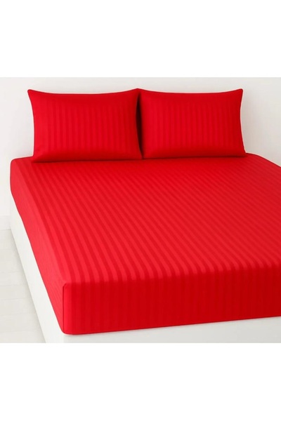Mert Collection Çarşı 5-Star Single Luxury Elastic Striped Cotton Satin Bed Sheet Set