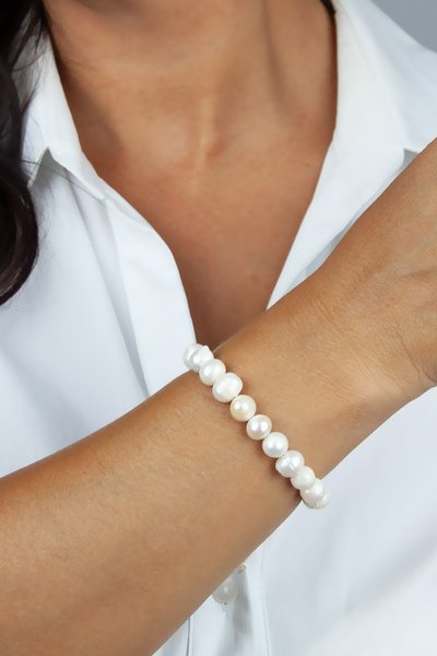 Pridza سوار اللؤلؤ الطبيعي الحقيقي