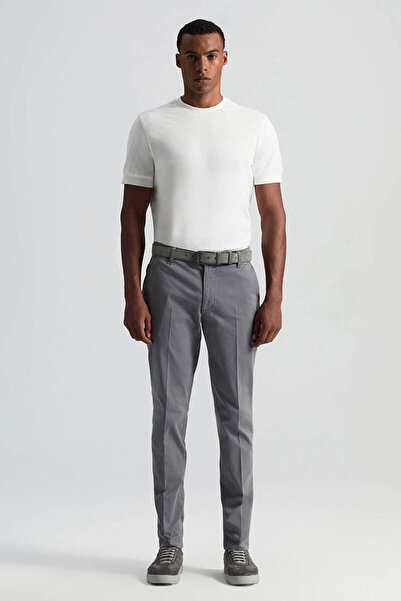 Hemington Saf Pamuk Orta Gri Regular Fit Chino Pantolon