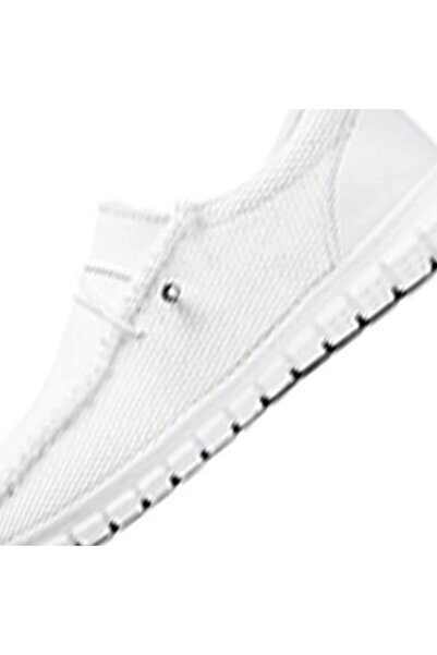 JUEQIBAA Ανδρικά casual Αναπνεύσιμο mesh μοκασίνια, λευκά, μέγεθος 42.