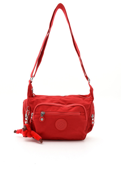Sanmorris Women's Crinkle Fabric Multi-Eyelet Red Color Shoulder Bag