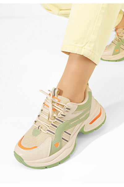 B T Shoes Zelené dámské tenisky na klínku Jenniffer