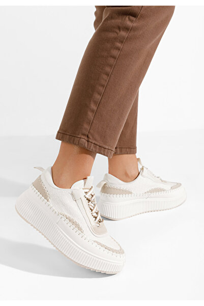 B T Shoes Béžové dámské tenisky na platformě Tenerife