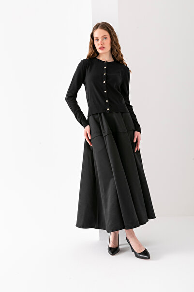 VEGA MODA Cardigan tricotat basic cu nasturi – Model elegant pentru femei cu mâneci lungi și gât rotund |   Utilizare zilnică și la birou