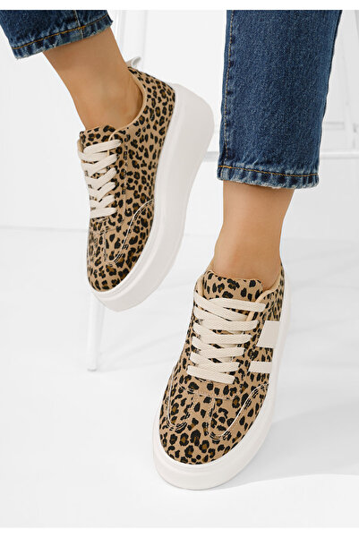 B T Shoes Leopardí dámské tenisky na platformě Lybrada