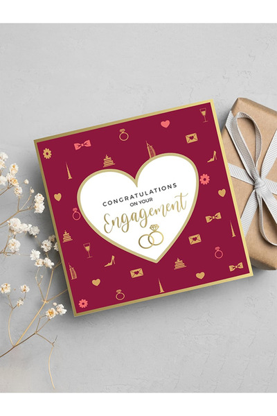 Share the Love تهنئة بمناسبة خطوبتك – بطاقة تهنئة أنيقة بورق ذهبي