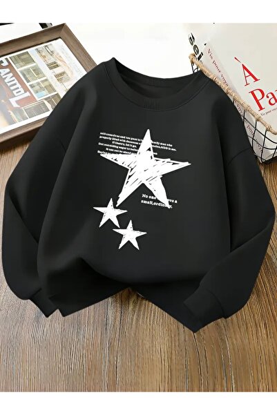 FUFLUNS سويت شيرت برقبة دائرية للجنسين مطبوع عليه نجمة كبيرة الحجم للنساء/الرجال