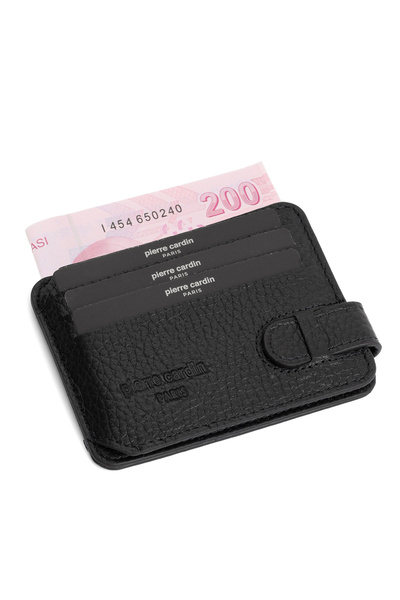 Pierre Cardin Black Floater Unisex Leather Card Holder 0777S3L