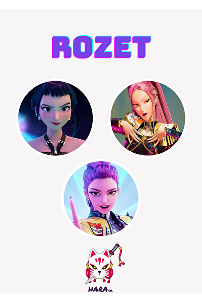 Hara Company KPop Demon Hunters Animesi Mira, Zoey ve Rumi Rozet Seti (3’LÜ)