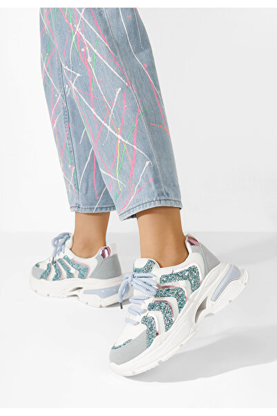 B T Shoes Svetlě modré dámské tenisky na platformě Aprilia