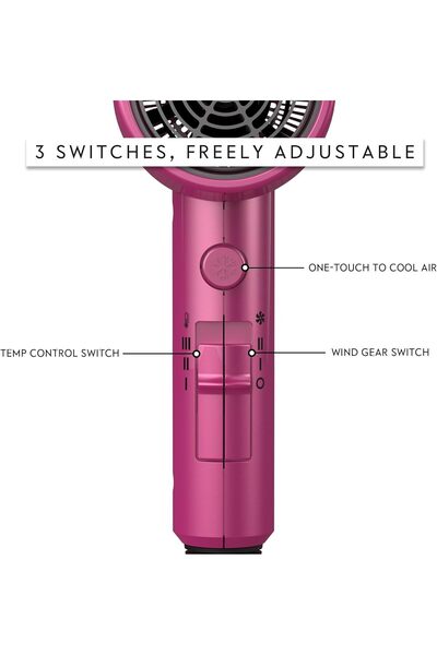 Aina Hair Dryer with Diffuser, Ionic Technology, Ceramic Coating, Cold Shot, 1800W (Red)