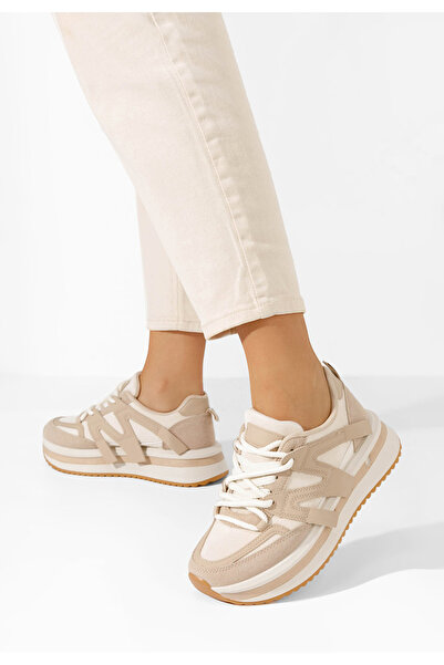 B T Shoes Khaki dámské tenisky na platformě Pannyssa