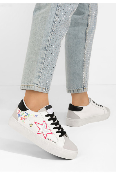 B T Shoes Bílé dámské plátěné tenisky Williamira
