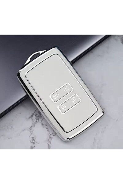 ŞENYILDIZ AKSESUAR غطاء مفتاح رينو رافال كليو 5 زوي ميجان إي-تك كوليوس أوسترال كادجار كابتور زوي أبيض فضي