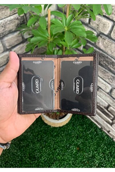 GUARD Καφέ Γνήσιο Δερμάτινο Μίνι Μέγεθος Πορτοφόλι Πιστωτικής Κάρτας - GRD250902WT599