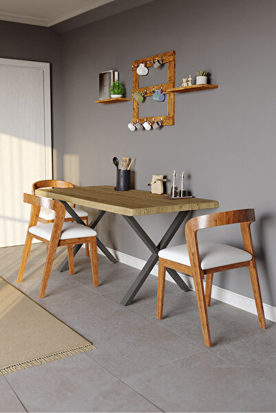 KIYMIK HOME Gerçek Ağaç Kestane Yemek & Toplantı Masası 140x80cm (SADECE MASA)