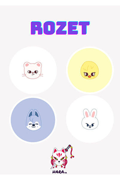 Hara Company Stray Kids SKZOO Hyunjin, Felix, Bang Chan ve Lee Know 4’lü Rozet