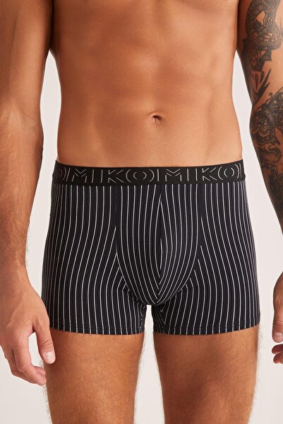 Kom Chelsea Erkek Çizgili Desenli %100 Pamuk Boxer