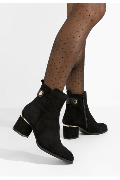 B T Shoes Μποτάκια με χοντρό τακούνι Sikora Μαύρα