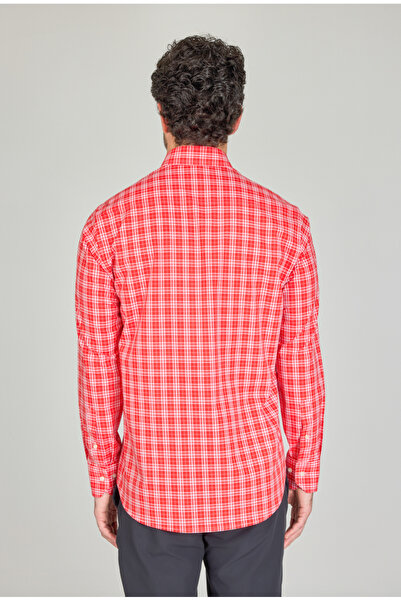 Bisse Regular Fit Paşa Yaka Cepsiz Kırmızı Erkek Gömlek