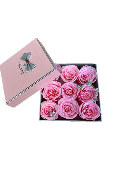 velve Pachet FORYOU cu noua trandafiri criogenati, pandantiv si cercel cu flu...