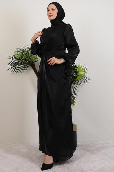 giz astore Beli Gül Detay Abiye Siyah