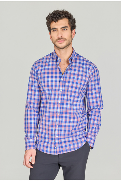 Bisse Regular Fit Pasha Collar Pocketless Navy Blue Men's Shirt