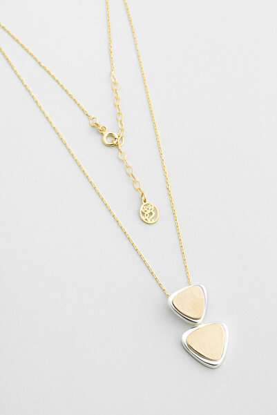 So CHIC... Lyra 18 Ayar Sarı ve Beyaz Altın Kaplama Sallantılı 44 Cm Gümüş Kolye