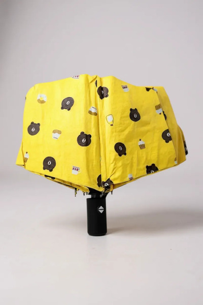 Chunky Frame Ayıcık Desenli Sarı Renk Otomatik Full Fonksiyon Açma Kapama Fiber Tel Kaliteli Orjinal Şemsiye