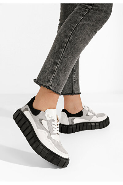 B T Shoes Bílé kožené dámské sneakersy Caera