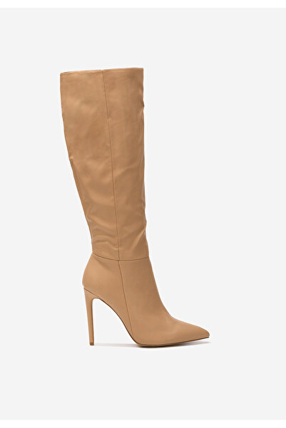 B T Shoes Cizme cu toc subtire nude Rigota