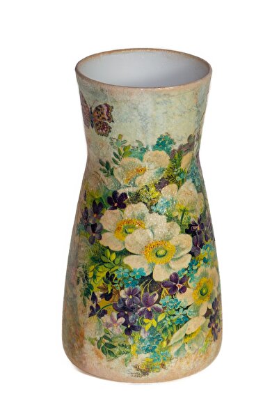 Kumiko Art Vaza decorata floral tip 1, 10x10x20 cm.