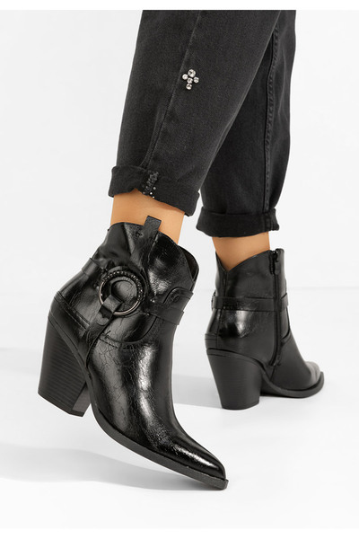 B T Shoes Γυναικεία Μποτάκια Cowboy Wilda Μαύρα