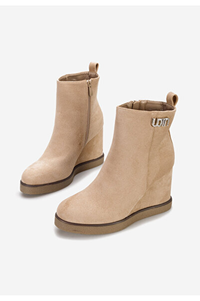 B T Shoes Khaki kotníkové boty na klínku Niau