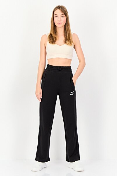 Puma Women Comfort Fit Embroidered Logo Outdoor Sweatpants, Black