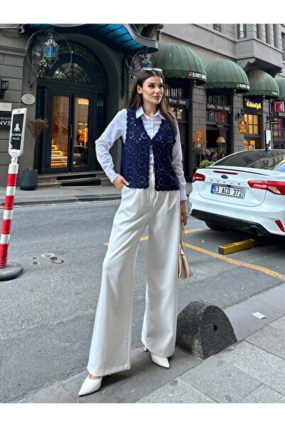 Hatun Atila HatunAtila Акриловий жилет з квітковим візерунком 5198 - Синій