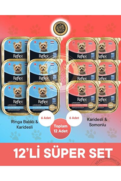 Reflex Plus Pate MSC Karidesli ve Somonlu Mini ve Küçük Irklar için Yetişkin Köpek Maması 12X85 g