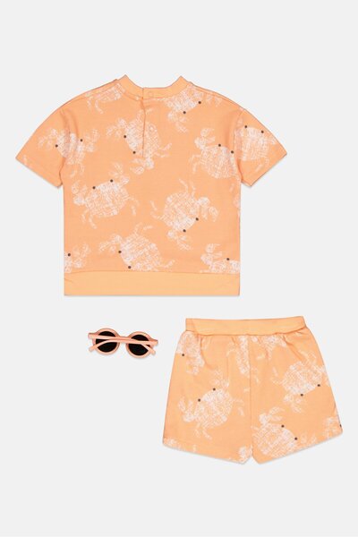 Lily & Jack Toddlers Boy 3 Pieces Allover Print Top And Bottom Set, Light Orange