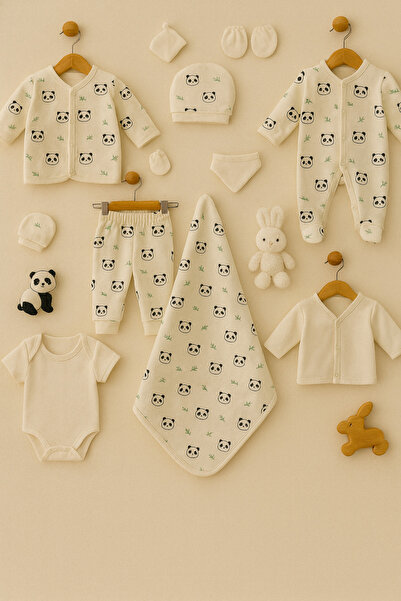 KapsülBebek %100 organik pamuk 10’lu yenidoğan hastane çıkışı seti – 0-3 ay b...