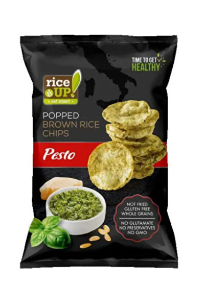 Rice Up رقائق أرز بني كامل الحبة بالبيستو 120 جرام، خالية من الغلوتين، خالية من الكائنات المعدلة وراثيًا × 6 قطع