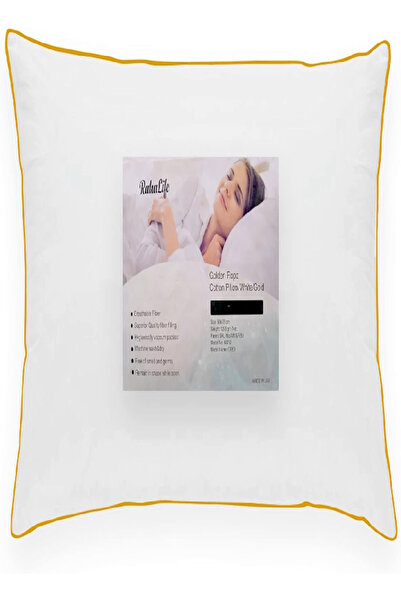 RAHALIFE HOME SOLUTION وسادة قطنية - أبيض/ذهبي مع حبل ذهبي، 50×75 سم