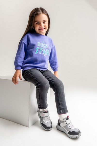 mnpc Kız Çocuk Gri-Pembe Su Geçirmez Anatomik Günlük Ayakkabı