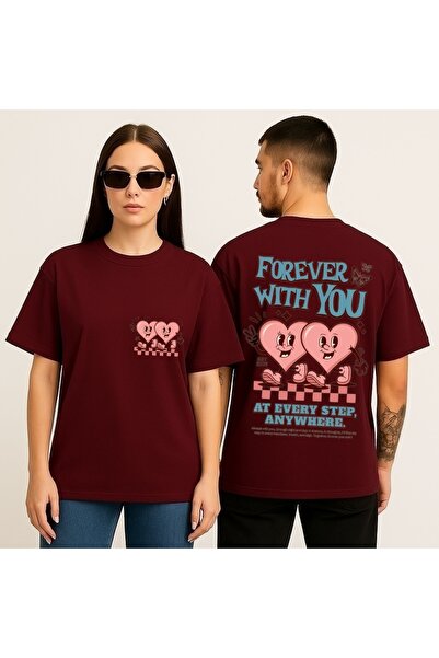 Modacımözlem Unisex Men/Women Forever with You Colorful Printed Oversize Cott...
