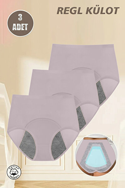 REYNEV 3-Pack Lilac Super Absorbent Ultra Hygienic Menstrual Panties, Effective All Day and Night Leak-Proof Menstrual Panties